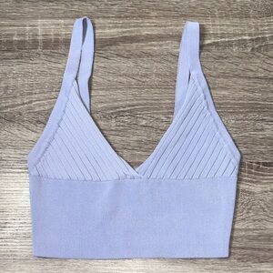 Zara Blue Knit Crop Top Women Size Small